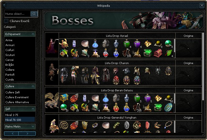 Dropuri boss Nivel 76–100