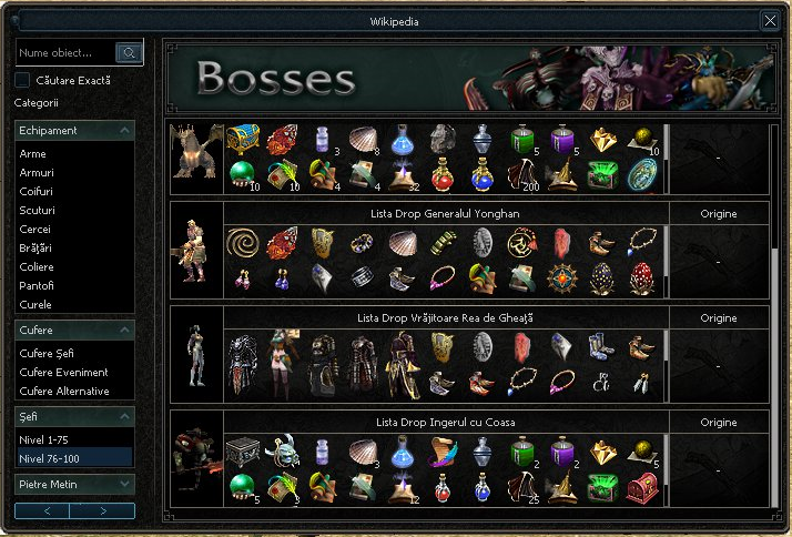 Dropuri boss Nivel 76–100